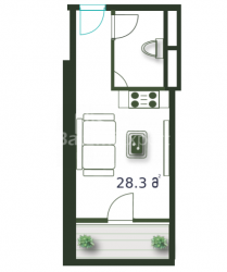 آپارتمان 1-комн 28.3 m² - کلانتر خیمشیاشویلی, Batumi