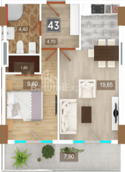آپارتمان 48 متر مربع - 26 اردیبهشت, Batumi, گرجستان